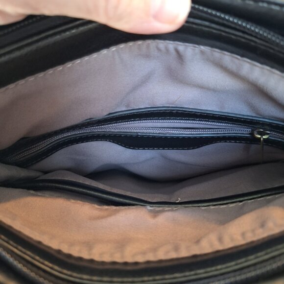 Black Zip Top Adjustable‎ Crossbody Strap Shoulder Bag Biker Goth Buckles - Picture 5 of 10